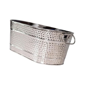 Cubo de hielo de acero inoxidable de diseño martillado con mango, capacidad de 5L, forma ovalada para fiesta, Artículos de bar y enfriador de vino para - Product Image 5