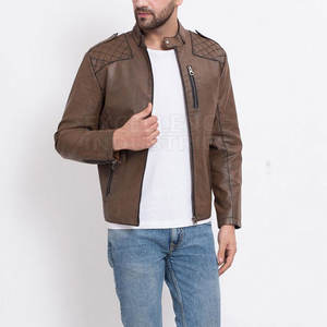Meilleur matériau manches en cuir vestes pour hommes avec col montant vêtements d'extérieur en toile teintée unie pour la saison d'hiver Style Lettermen - Product Image 5