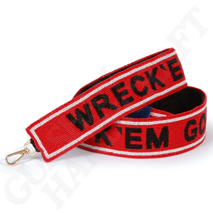 Texas Tech 'Wreck Em' Bracelet de sac à main perlé en rouge et noir Accessoire de jour de jeu sous licence officiellement collégiale pour les fans de Texas Tech - Product Image 1
