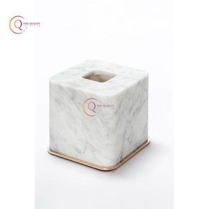 Boîte à mouchoirs en marbre de taille personnalisable peu coûteuse Récipient en marbre blanc Technique de forme carrée faite à la main tenant du papier de soie - Product Image 6