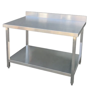 Tavolo da Lavoro a Basso Prezzo in Acciaio Inossidabile 201/304 a Doppio Strato con Alzatina e Gambe Quadrate per Preparazione <span class=keywords><strong>Alimenti</strong></span> - Product Image 2