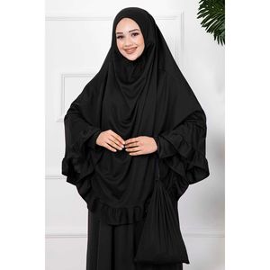Robe de Prière Hijab à Volants Noir - Product Image 3