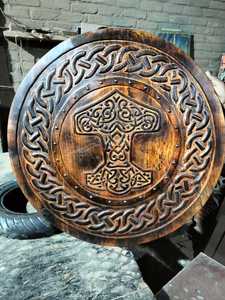 Nuevo escudo vikingo Medieval de alta calidad, escudo Medieval completamente funcional de Metal para Escudo de batalla para uso de decoración del hogar - Product Image 3