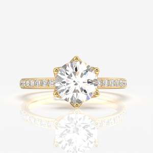 18K Gold <b>Ring</b> with Round Cut Lab Grown <b>Diamond</b> Pave Elegant <b>Diamond</b> <b>Rings</b> Collection - Product Image 1