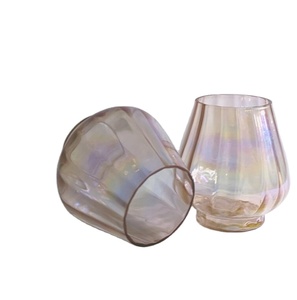 <b>Tealight</b> <b>Holder</b> or Drinking Tumbler/cup in a Geometric Shape Clear Valentine Print Handmade Silk Metal Cylinder - Product Image 1