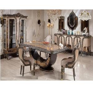 Conjunto de comedor de estilo europeo con aspecto metálico, muebles modernos de comedor de 4 plazas - Product Image 1