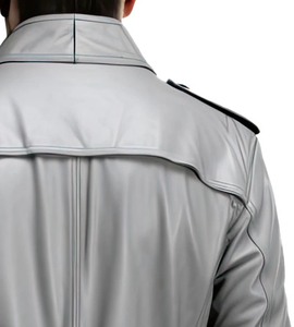 Abrigo de Cuero Genuino de Lujo a Precio de Fábrica, Transpirable, con Cinturón, Cuello Alto, con Botones, para Invierno - Product Image 5