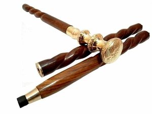 Bastón de Trekking Plegable de Altura Ajustable con Mango de Latón con Cabeza de Animal Moderna, Punta de Goma Antideslizante y Grabado para Hombres y Mujeres - Product Image 3