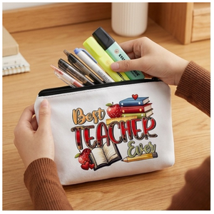 Trousse de toilette à fermeture éclair pour maquillage et papeterie, motif livre, pour cadeau et usage scolaire, 22x13.5cm - Product Image 3