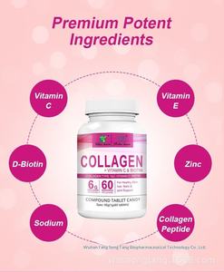 Comprimés de collagène avec vitamine C et biotine, complément alimentaire naturel quotidien pour les cheveux, la peau et les ongles, vente en gros - Product Image 4
