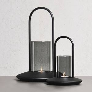 Lantern Design Hanging and <b>Table</b> Top Candle Holder Top Quality Best Selling Set of 2 <b>Matte</b> Black - Product Image 3