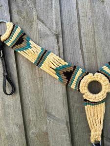 Western Horse Headstall & Breastplate Set with Martingale Tooled Green & Orange Leaf Design Leather Premium Quality High - Product Image 2