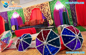 Sombrillas Decorativas para Bodas Pakistaníes, Decoración para Eventos Preboda, Sombrillas Bordadas Multicolores, Decoración para EE. UU. - Product Image 4