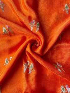 Saris en pur jute pour femmes avec des motifs de perroquets tissés et une bordure en dentelle de moti sur toute la surface du sari - Product Image 5