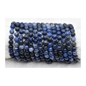 หินโซดาไลต์ธรรมชาติเคลือบเงา,ลูกปัดเส้นเดี่ยวกลมขนาด4มม. คุณภาพสูงเกรด AAA - Product Image 1