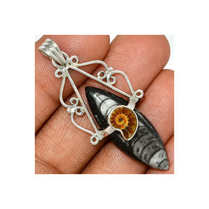 Amonita hecha a mano boda mejor regalo para niñas 925 colgante de piedras preciosas de plata esterlina con sello 925 colgante de plata joyería - Product Image 1