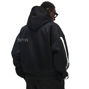 เสื้อฮู้ดสตรีทแวร์ พิมพ์ลาย DTG แบบกำหนดเอง เนื้อผ้าหนา แฟชั่นผู้ชาย ทรงโอเวอร์ไซส์ ทรงบ็อกซี่ ตัดสั้น มีเชือกผูก - Product Image 4