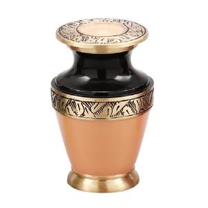 Urnas de cremación de recuerdo de latón con banda de grabado, urnas funerarias de Metal acabadas en Color dorado y azul cielo y negro para cenizas humanas - Product Image 2