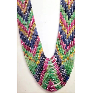 11 sợi tự nhiên Emerald Ruby Sapphire 3-6mm rondelle mặt hạt 698 CTS 16-20 inch bán buôn Sapphire hạt lỏng chúng tôi $335 - Product Image 3