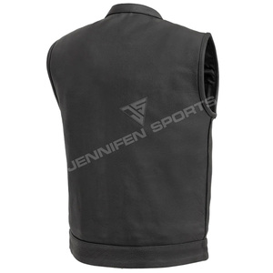 Chaleco de Cuero de Motocicleta Personalizado para Hombre, Piel de Vaca Auténtica de Grado A, Bolsillos Delanteros EN EL Pecho, Cremallera y Botones, Cierre Interior, Forro de Malla - Product Image 5