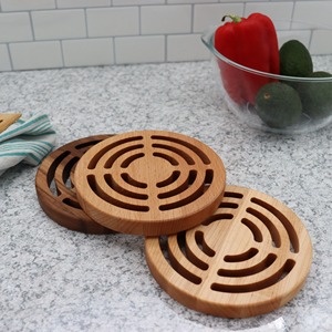 Sturdy wood <b>trivets</b> for kitchen pots & pans round wooden pot holder <b>trivet</b> cooking pan <b>trivet</b> coaster - Product Image 3
