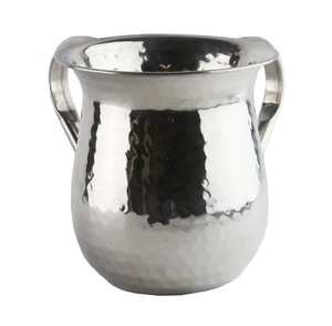 Taza de lavado de acero inoxidable Taza de lavado de acero judío de doble mano con acabado plateado de Calidad exclusiva - Product Image 3