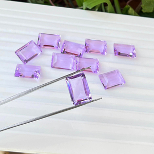 Lavanda Hydro cuarzo Octágono corte facetado 10x14mm laboratorio de alta calidad creado Esmeralda piedra preciosa fabricación de joyas ópticas calibradas - Product Image 3