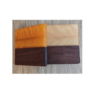 Posavasos de madera de acacia y piedra de resina con forma al por mayor y color rosa oscuro y blanquecino producto de gran oferta - Product Image 4
