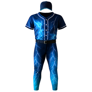 Uniforme de béisbol de malla con cuello en V personalizado al por mayor para hombres, Camiseta deportiva transpirable, técnica de sublimación de impresión digital, conjunto de estilo - Product Image 1