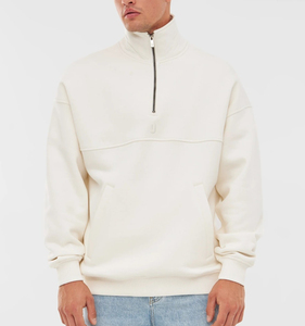 Otoño 2025, jersey con capucha y media cremallera para hombre, sudadera con cremallera de cuarto de algodón 100%, logotipo personalizado, estampado Digital, tejido térmico de lana - Product Image 5