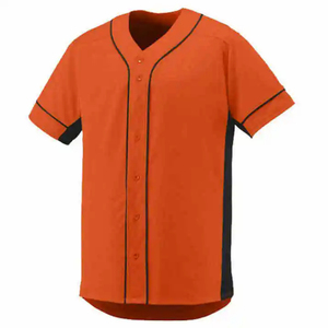 Ensemble uniforme pour homme, maillot de baseball orange, pantalon blanc, col en V, manches courtes, boutons sur le devant, polyester respirant, ELEVANCIA INDUSTRIES - Product Image 2