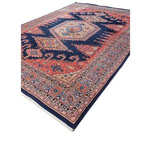 Tapis en laine noué à la main Aalam Blue Pae-5575 9x12 rectangulaire à motif médaillon pour la décoration de la maison, du salon ou de l'couloir - Product Image 2