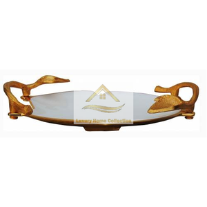 ถาดเสิร์ฟกาแฟและชาสำหรับร้านอาหารถาดเสิร์ฟชาและกาแฟ PVC เคลือบเงาสีทองแบบคลาสสิก - Product Image 2