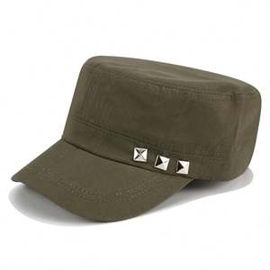 Casquette en coton pour hommes et femmes, casquette plate avec rivets, casquette de baseball décontractée, style polyvalent en gros - Product Image 2