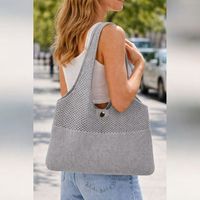 Bolso de Hombro Tejido de Acrílico y Algodón para Mujer, Estilo Boho Chic, Bolso de Mano Casual Hecho a Mano, de Gran Capacidad, Elegante, para Playa o Verano