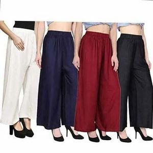 Women's Casual Plazzo Pants Trousers Solid Color Elastic Waist Ruffle Drawstring High Waist Loose Wide Leg Breathable Fashion - Product Image 2