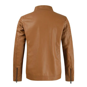Chaqueta de Motociclista de Cuero para Hombre Estilo Café Racer, Negra y Marrón, Piel de Oveja Genuina, Acabado de Motociclista, Resistente al Viento, Transpirable y Ecológica - Product Image 2