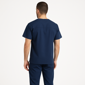 ชุดเครื่องแบบโรงพยาบาลสีขาวระบายอากาศได้ดีแขนสั้นขัดด้านการแพทย์คอวีใส่สบายมีกระเป๋าที่ออกแบบมาสำหรับใช้งานได้จริง - Product Image 4