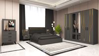 Juego de Dormitorio Moderno con Estructura de Cama, Literas, Tamaño Queen/King, Tablero de Aglomerado Más Vendido, 4 Cajones de Almacenamiento, Muebles para el Hogar