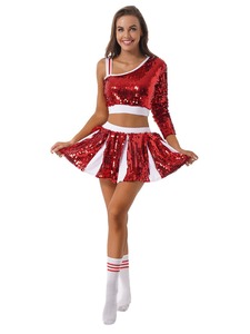 Ensembles de jupes de cheerleading pour filles, costumes de pom-pom girls sans manches, costumes imprimés 100% polyester pour uniformes adultes - Product Image 6