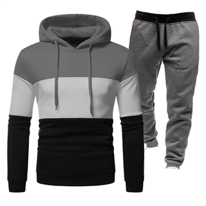 Ensemble de survêtement décontracté pour homme, personnalisable en gros, pantalon de jogging et sweat-shirt avec motif imprimé uni, tissage tricoté - Product Image 4