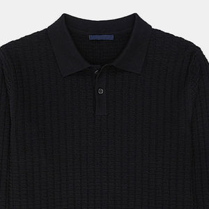 Venta al por mayor 100% algodón clásico Polo suéter negro personalizable invierno traje transpirable anti-encogimiento antiarrugas ecológico - Product Image 2