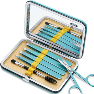 Pince à épiler pour sourcils et poils du visage pour hommes et femmes Kit d'épilation pro avec outils 7 en 1 en acier inoxydable Finition miroir - Product Image 1