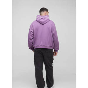 Conjunto de Sudadera con capucha OEM personalizada de talla grande para hombre con cremallera Sudadera con capucha de algodón de peso pesado y pantalones con cordón con diseño de diamantes de imitación - Product Image 2