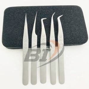 Pince à épiler professionnelle d'extension de cils individuels de marque privée outil de beauté durable en acier inoxydable avec impression de coeur - Product Image 2