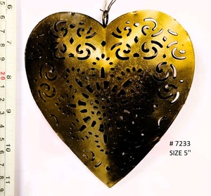 Adorno colgante de árbol de Navidad con forma de corazón metálico de doble cara, accesorios decorativos de Navidad, globos de productos para uso doméstico - Product Image 3