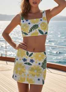 Conjunto de Vestido Corto de Verano con Flores Bordadas, Estilo Informal, Cintura Baja, Tejido a Crochet, para Fotografía de Modelos - Product Image 3