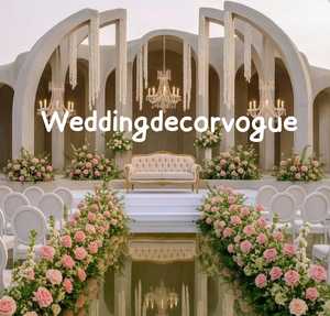 Conjunto Mandap DE BODA indio tradicional de lujo para decoración de gran ceremonia con pilares elegantes y diseño de fondo floral - Product Image 2