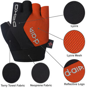 Guantes de Ciclismo de medio Dedo de verano para hombre con cierre de gancho y bucle, poliéster naranja transpirable para ciclismo y montar en bicicleta - Product Image 2