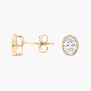 Boucles d'oreilles classiques à sertir avec diamants ovales de 0,75 carat, diamants de laboratoire en or massif 14 carats, pour mariage, fiançailles et soirées - Product Image 2